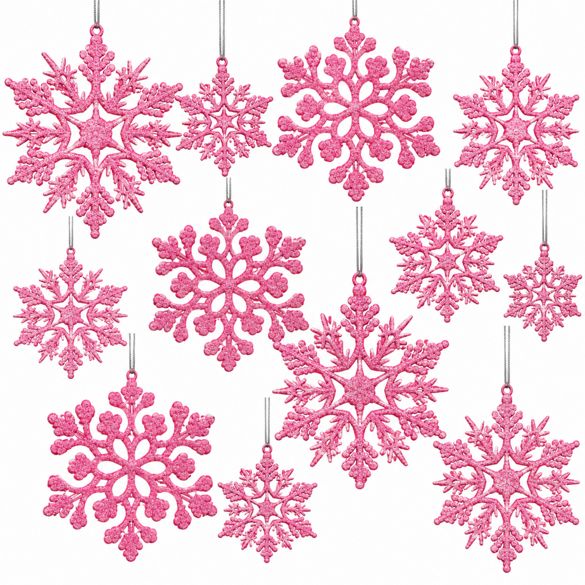 Home Collection Pack of 36 Christmas Snowflake Ornaments Plastic Hanging Winter Holiday Decorations
