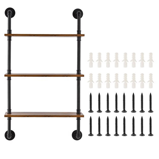 3-Tier Industrial Pipe Wall Shelf