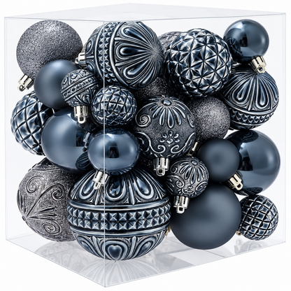 Home Collection Pack of 36 Shatterproof Christmas Ball Ornaments 6 Styles in 3 Sizes