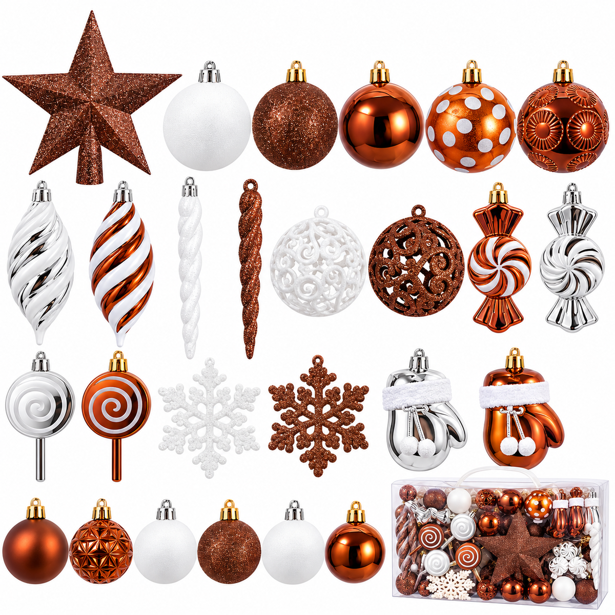 Home Collection Pack of 130 Shatterproof Christmas Ball Ornaments Assorted Holiday Tree Decorations