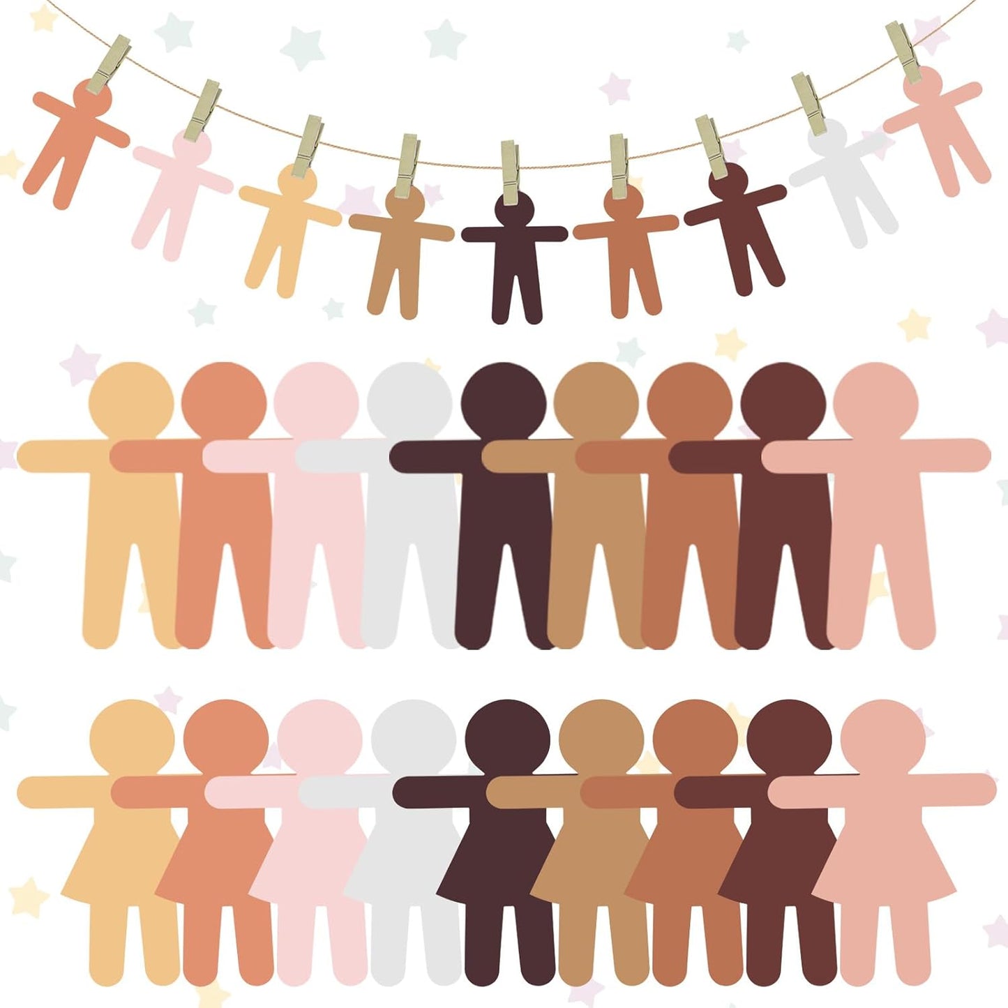 Home Collection 126 PCS Multicultural People Shape Cardstock Cut Outs