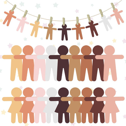 Home Collection 126 PCS Multicultural People Shape Cardstock Cut Outs