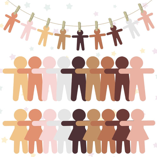 Home Collection 126 PCS Multicultural People Shape Cardstock Cut Outs