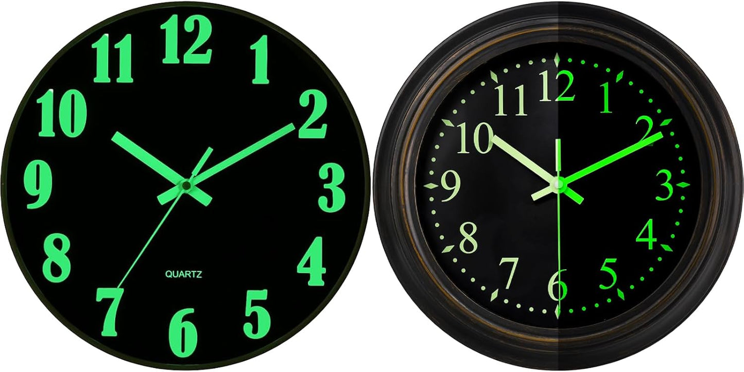 Home Collection Glow in the Dark Wall Clock 12"