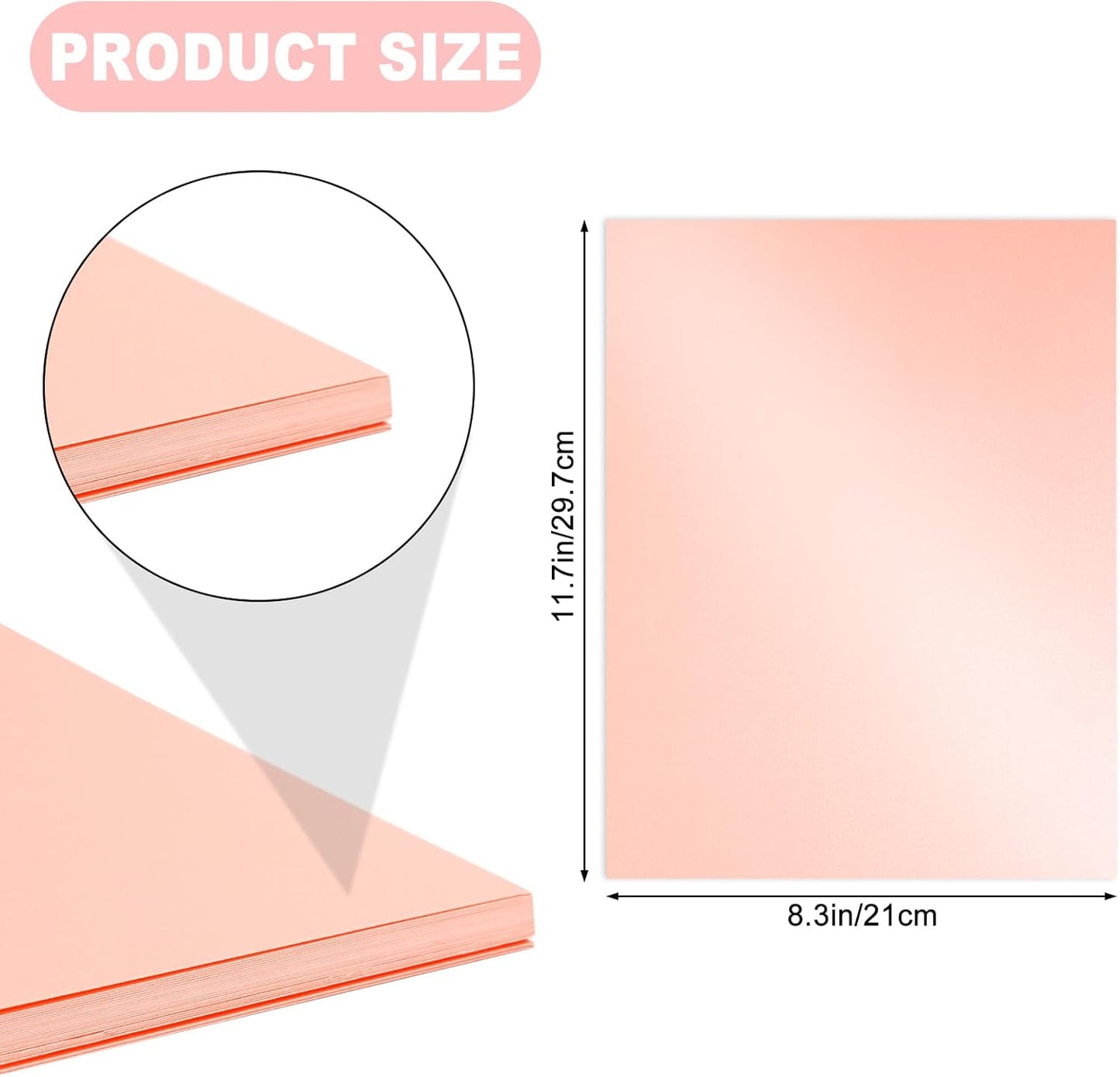 Home Collection 30 Sheets 8.3 x 11.7 Inch, 92lb/250gsm Rose Gold Pink Shimmer Cardstock