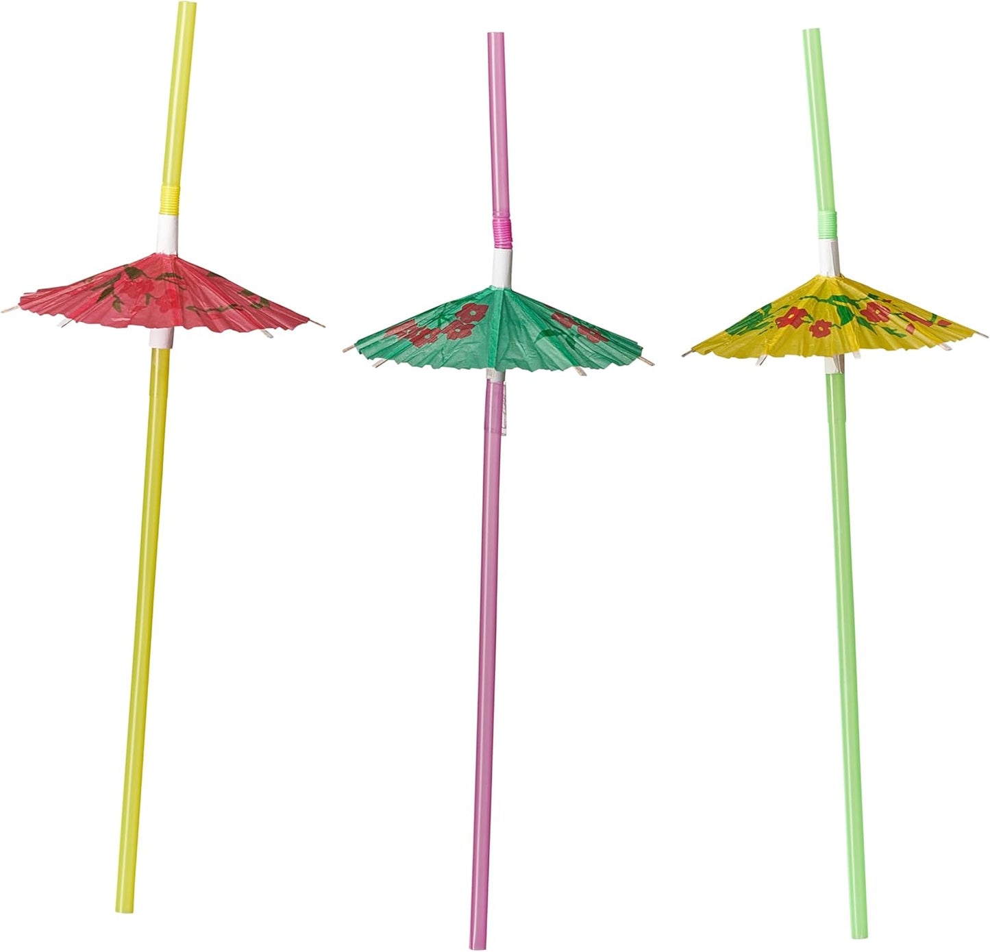 Home Collection Pack of 50 Assorted Mini Umbrella Drinking Straws
