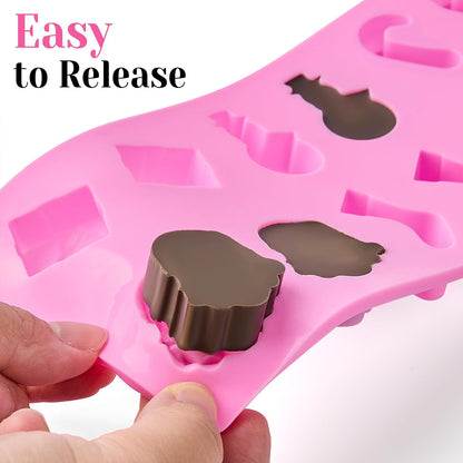 Home Collection Pack of 6 Christmas Silicone Molds for Chocolate Candy Gummies and Wax Melts