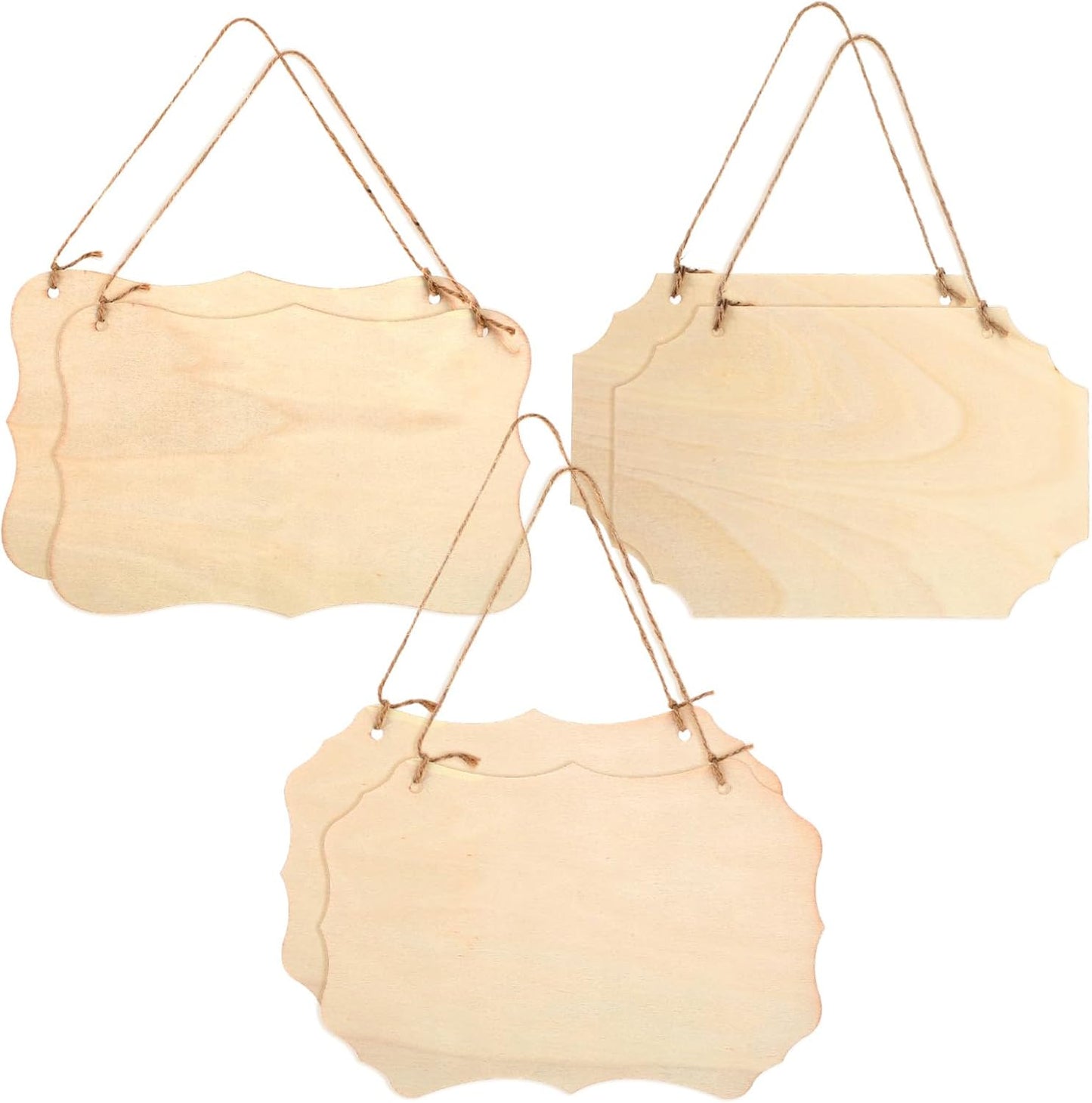 Home Collection 6-Pack Unfinished  Wood Plaques with Jute Rope 8.8 x 5.7 Inch