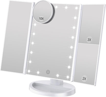 Home Collection Trifold Makeup Mirror with Lights