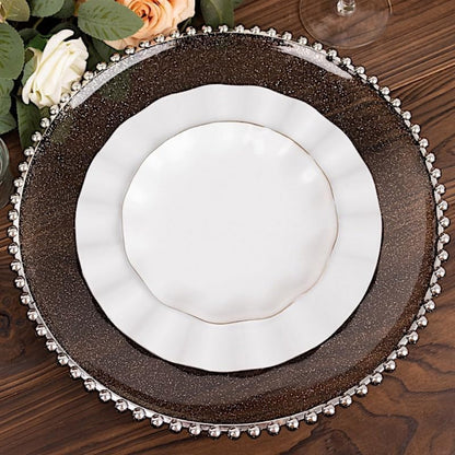 Home Collection 6-Pack Round Beaded Rim Charger Plates 12"