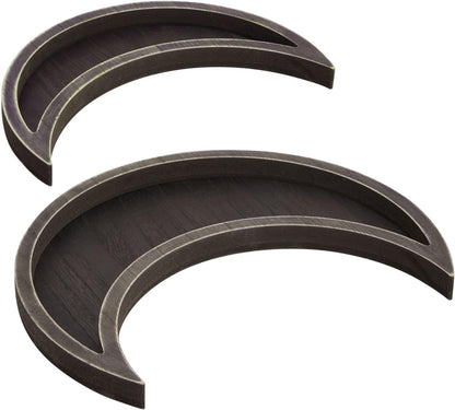 Home Collection 2-Piece Dark Brown Wooden Crescent Moon Tray Set