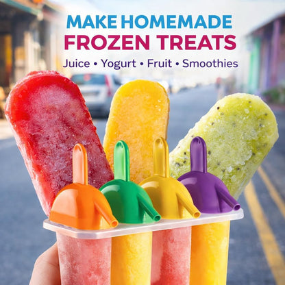 Home Collection Pack of 4 Ice Lolly Pop Mold with Straws