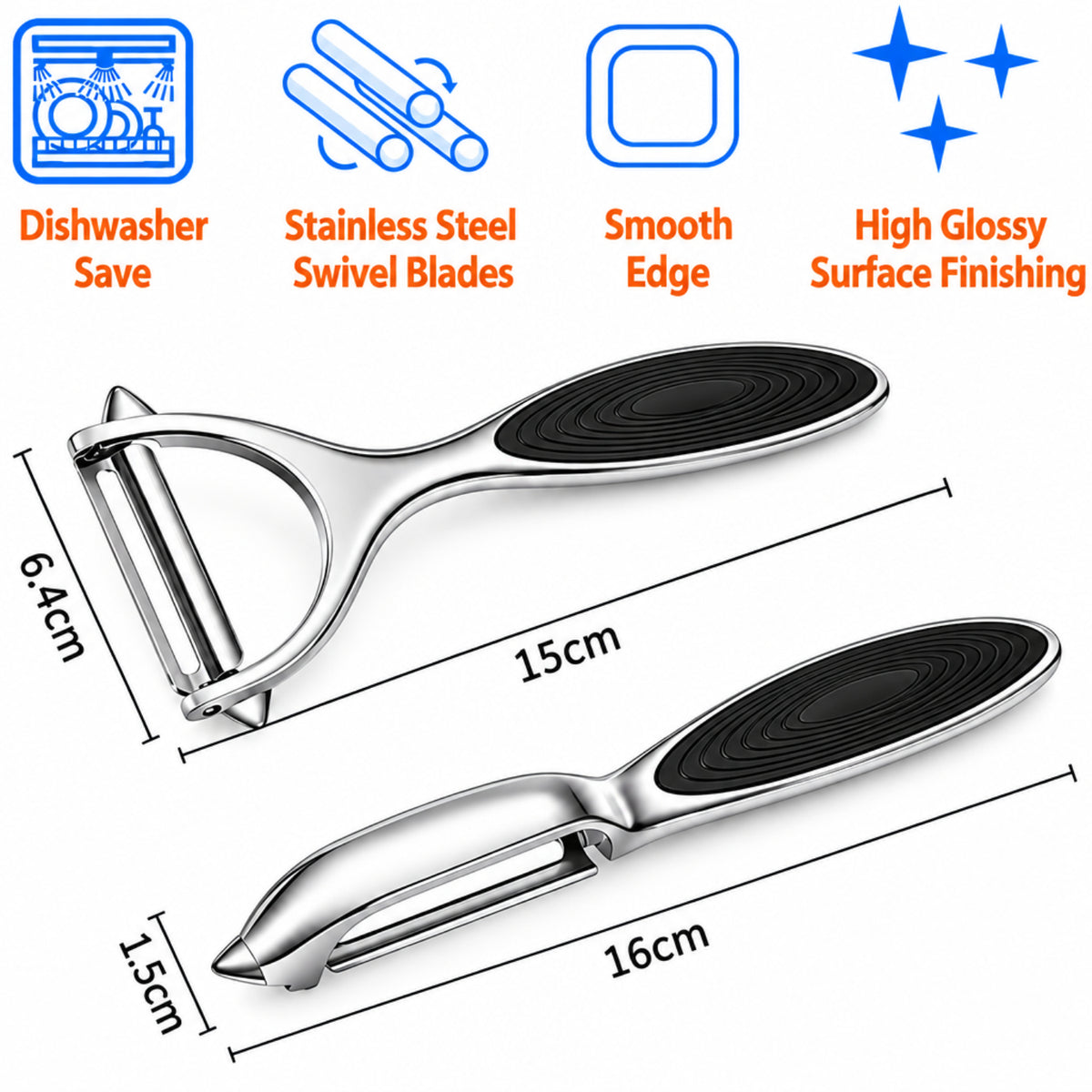 Home Collection 2Pcs Stainless Steel Vegetable Peeler Set