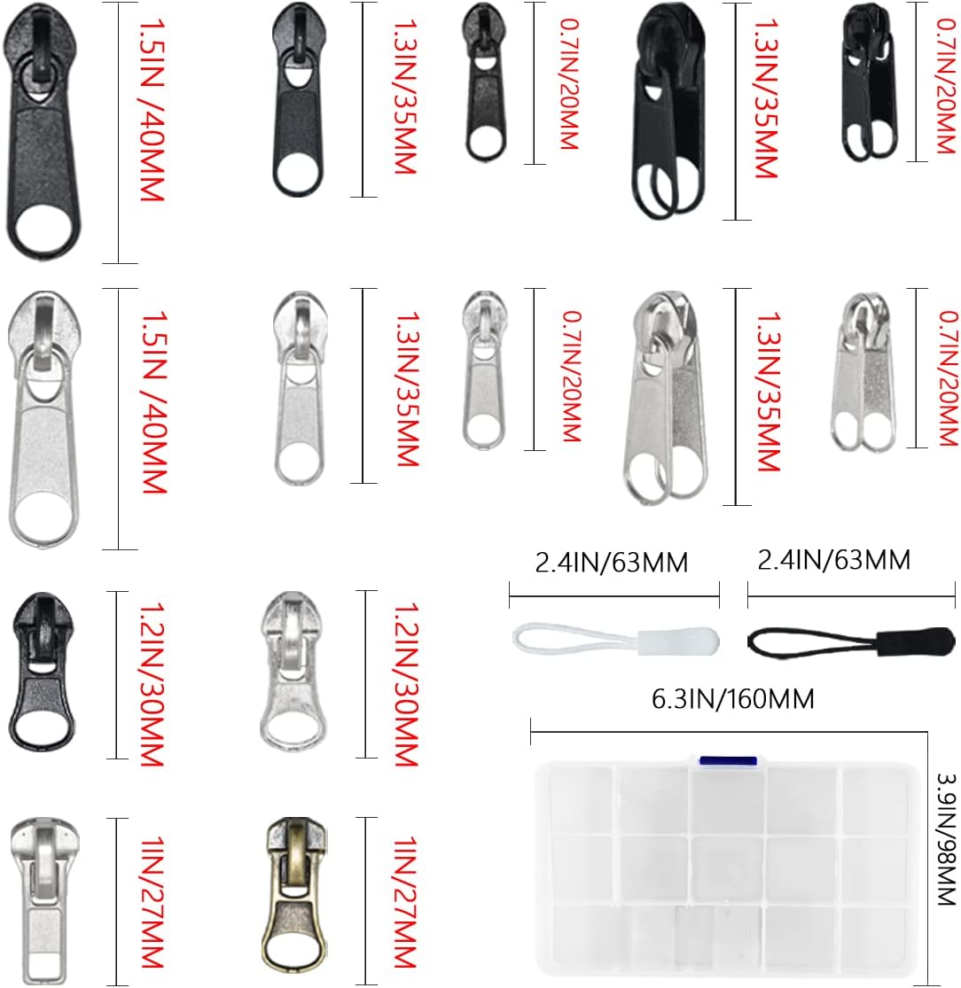 Home Collection 252-Pcs Zipper Slider & Pull Replacement Set with Pliers