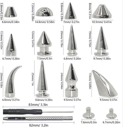 Home Collection 150 Set Silver Punk Spike Rivets Kit
