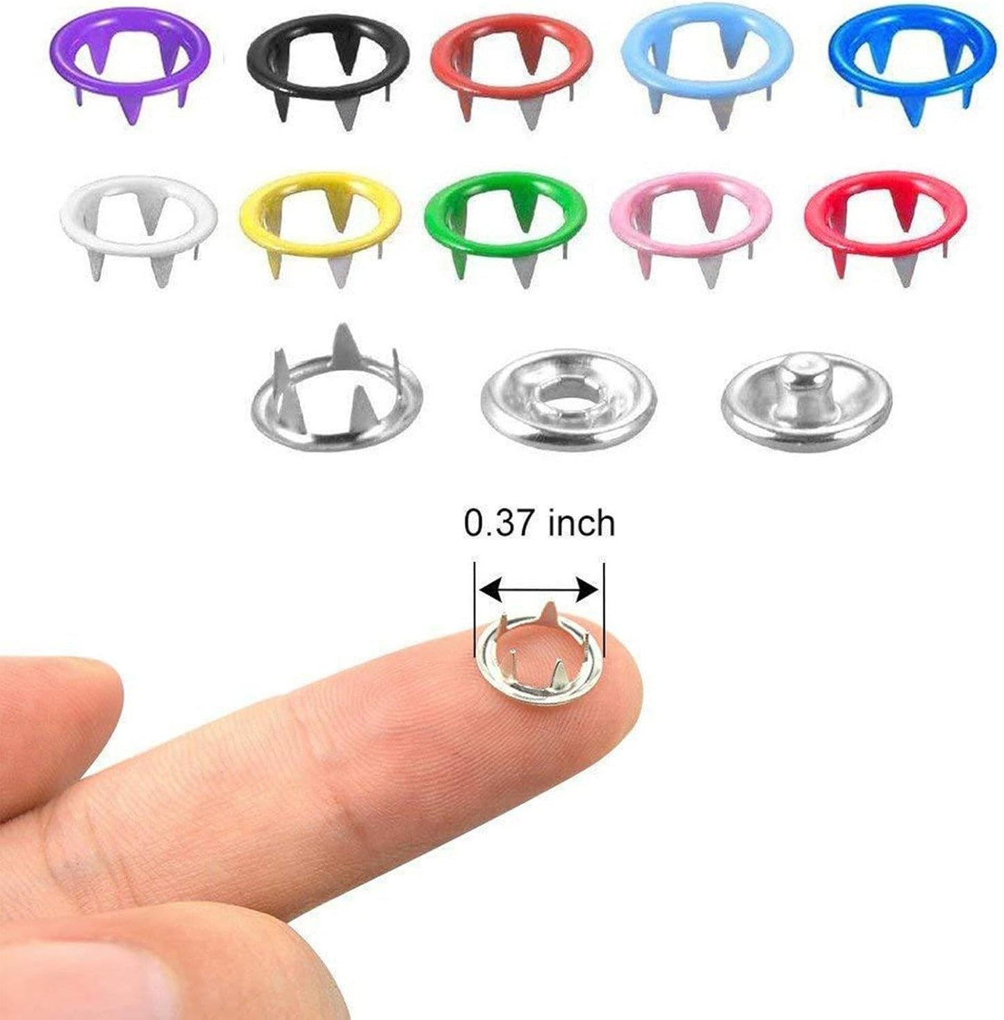 Home Collection Metal Snap Buttons Kit 200 Sets 9.5mm Hollow