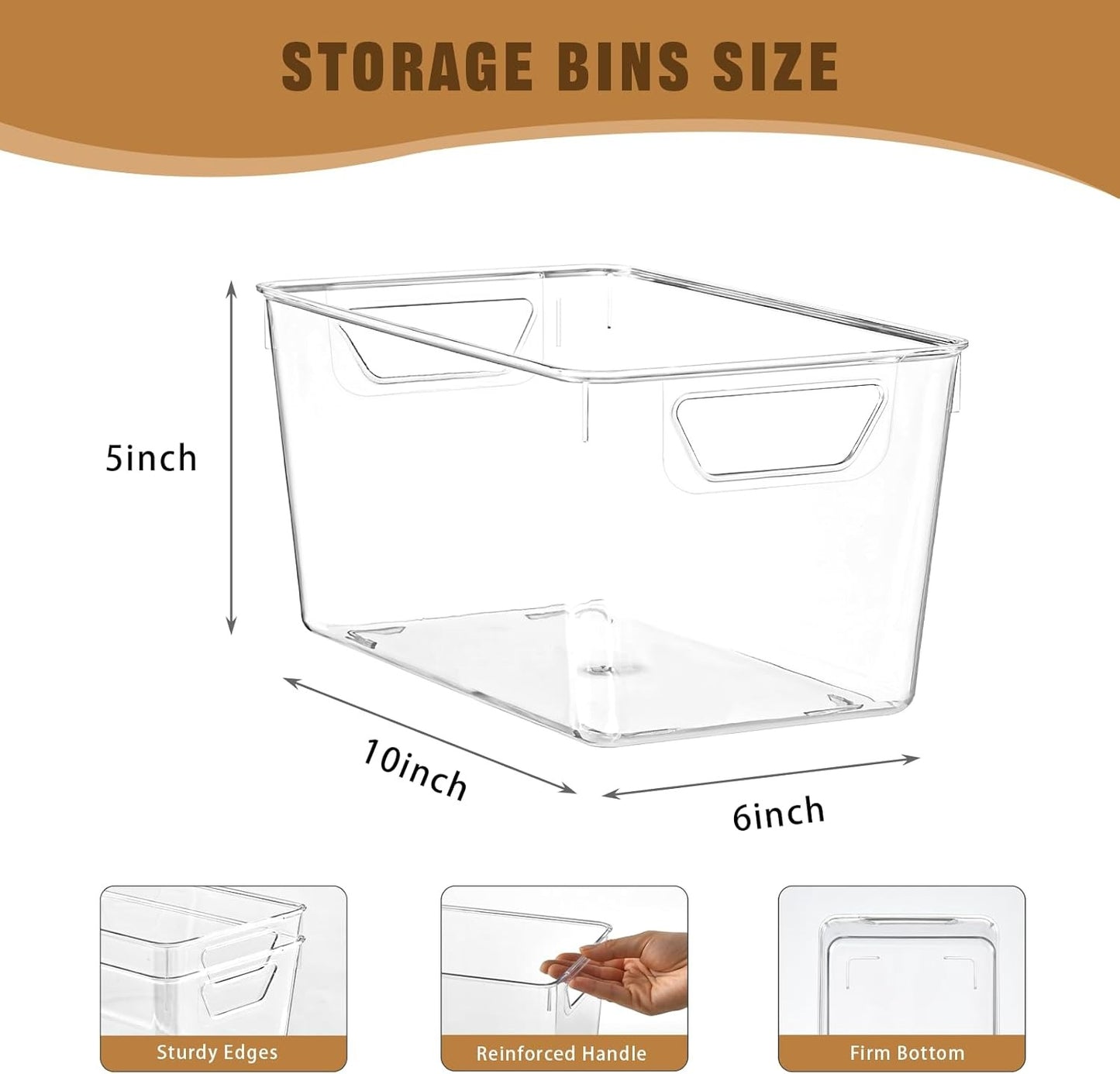 Home Collection 12 Pack Clear Acrylic Storage Bins with Handles