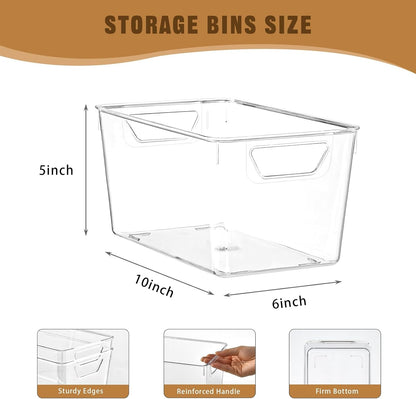 Home Collection 12 Pack Clear Acrylic Storage Bins with Handles