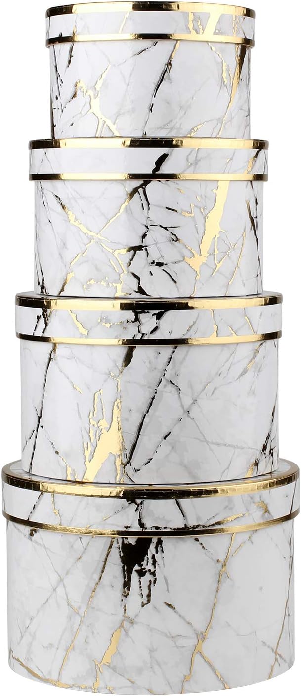 Home Collection Set of 4 Marble White Nesting Gift Boxes