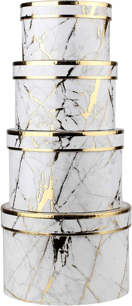 Home Collection Set of 4 Marble White Nesting Gift Boxes