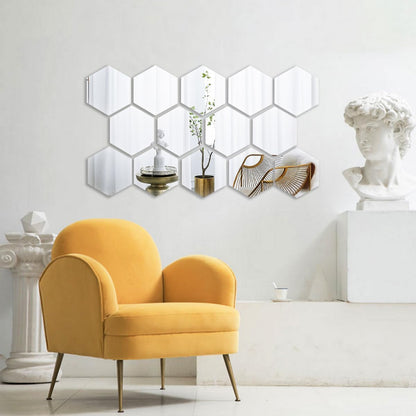Home Collection 12Pcs Hexagon Acrylic Mirror Wall Decals