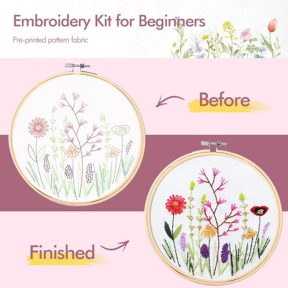 Home Collection 4 Pack Embroidery Kit for Beginners