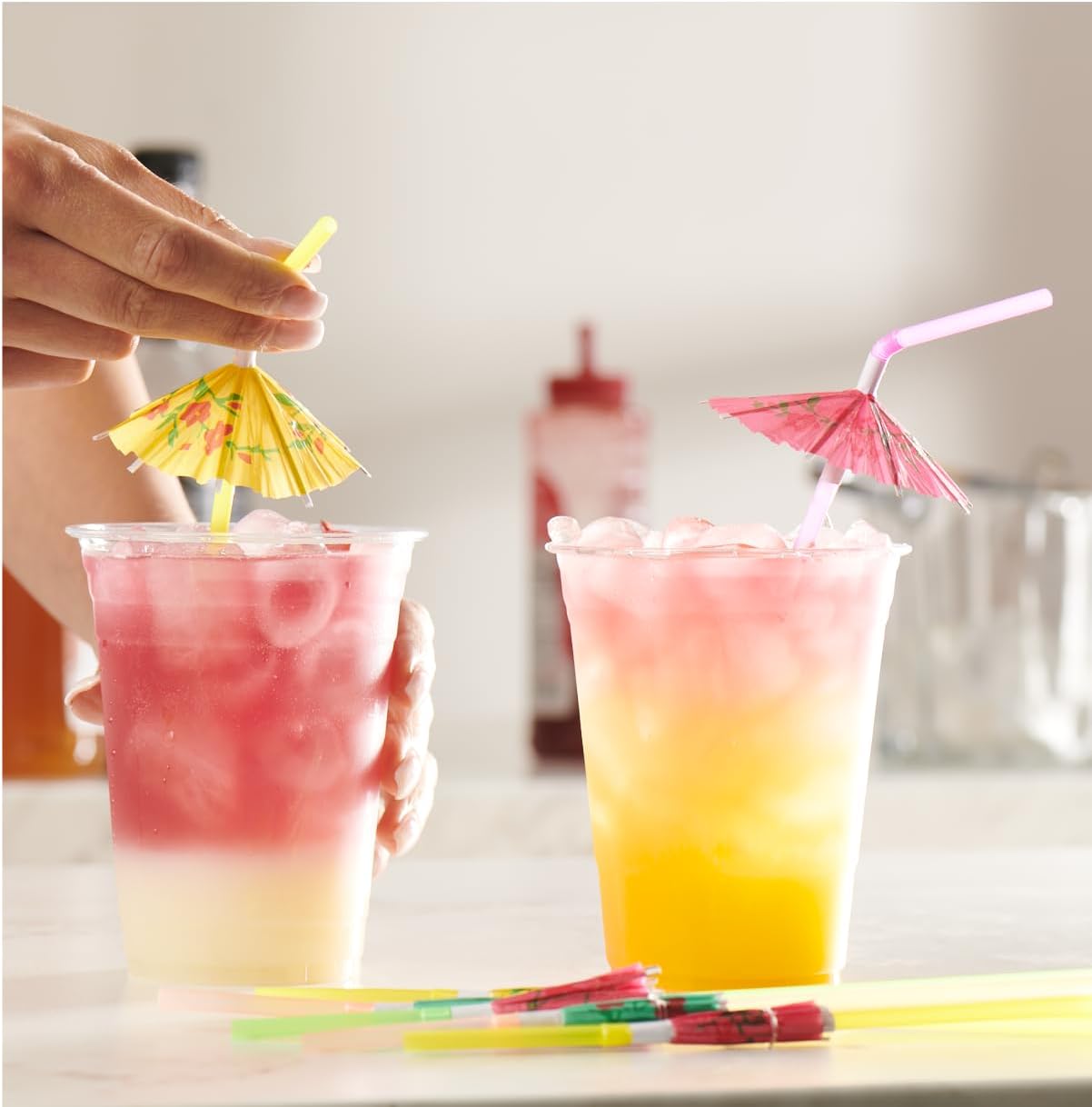 Home Collection Pack of 50 Assorted Mini Umbrella Drinking Straws