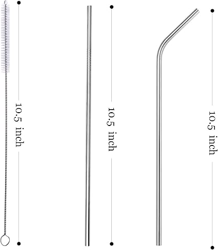 Home Collection 8-Pack 10.5 Inch Stainless Steel Straw for 20-30 OZ Tumbler