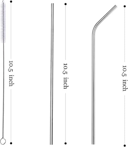 Home Collection 8-Pack 10.5 Inch Stainless Steel Straw for 20-30 OZ Tumbler