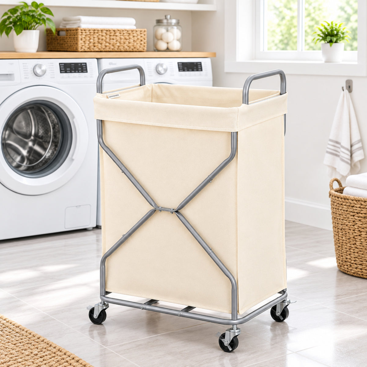 Home Collection Rolling Laundry Hamper with Removable Bag and Wheels