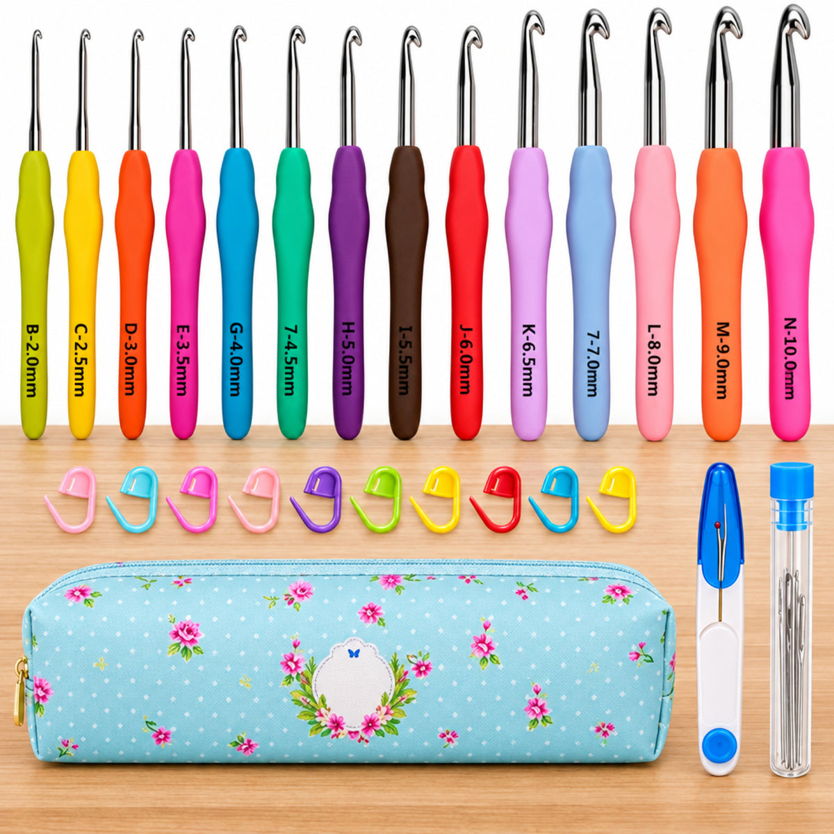 Home Collection 14-Piece Crochet Hooks Set 2mm–10mm