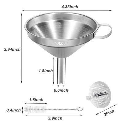 Home Collection Stainless Steel Kitchen Funnel with Detachable Strainer