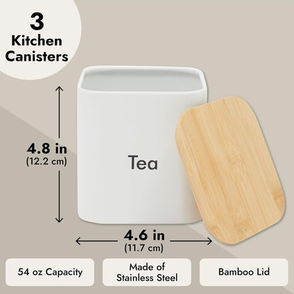 Home Collection 3Pcs White Iron Coffee Bean Storage Canister