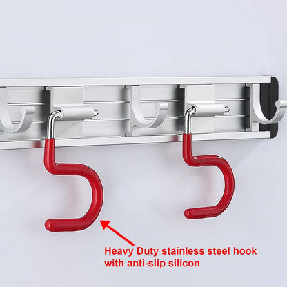 Home Collection Stainless Steel Wall Mounted Mop & Broom Holder Rack