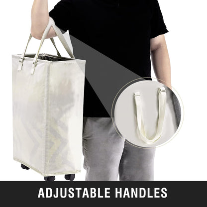 Home Collection 45L Slim Rolling Laundry Hamper with Wheels and Adjustable Handles