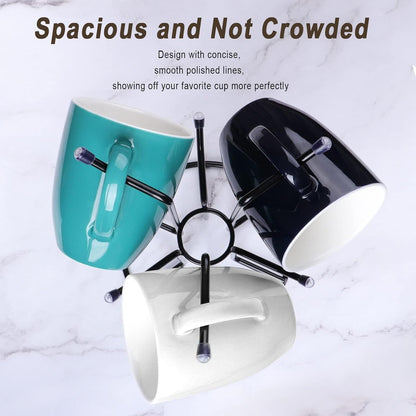 Home Collection Black Metal Mug Tree with 6 Hooks