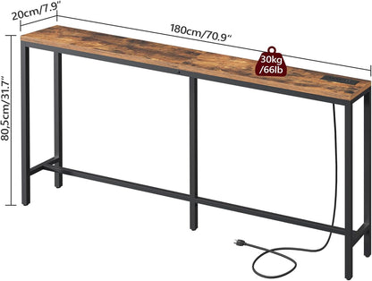 Home Collection Console Table with Power Outlet 70.9"