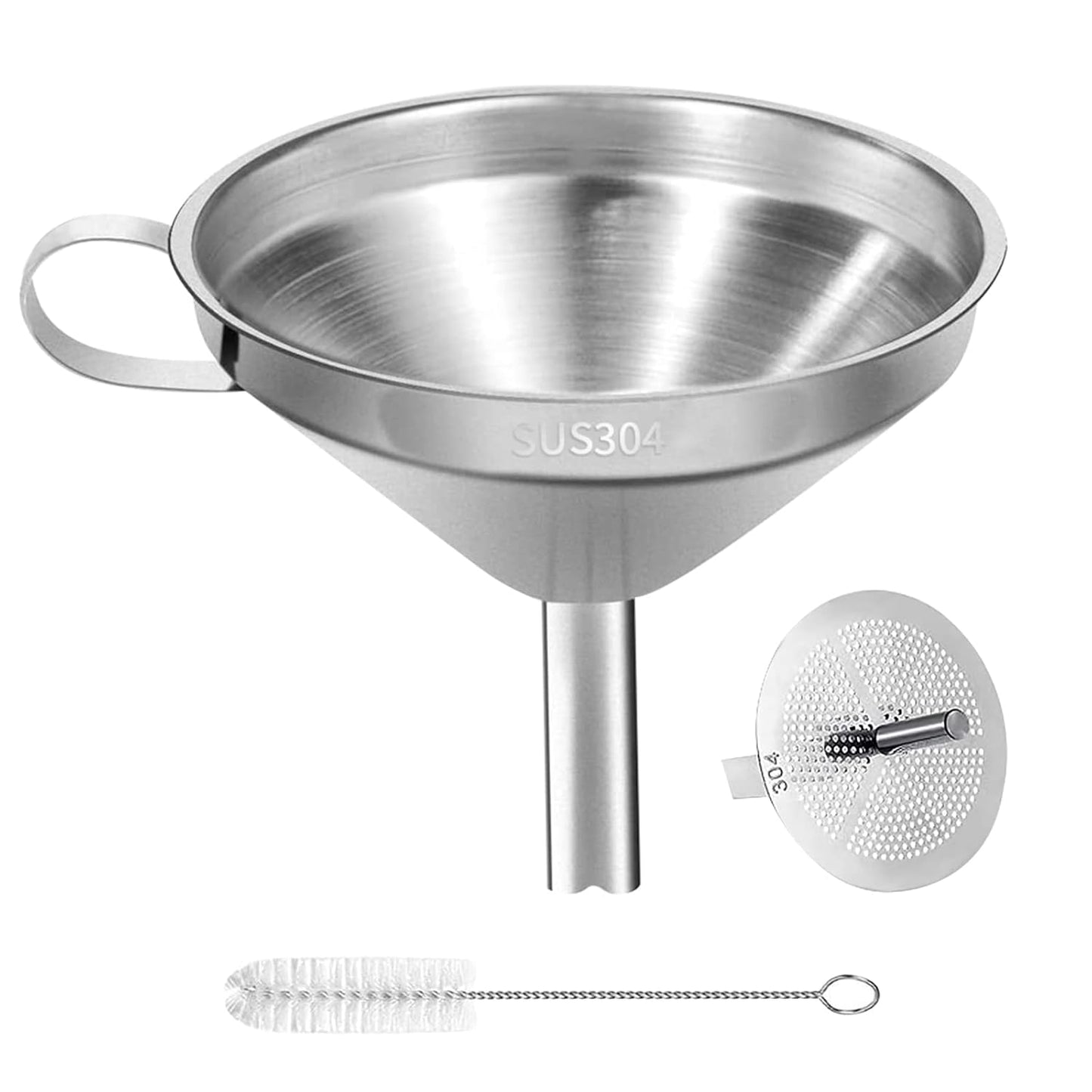 Home Collection Stainless Steel Kitchen Funnel with Detachable Strainer