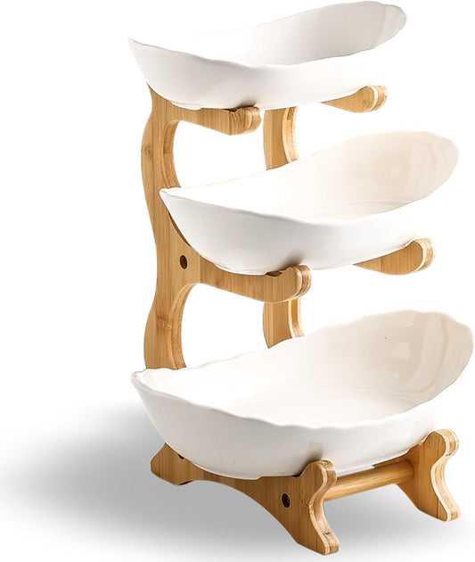 Home Collection 3-Tier Ceramic Fruit Bowl Stand