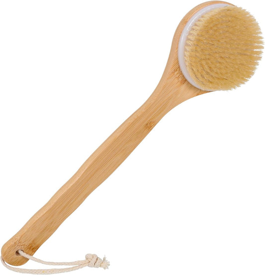 Home Collection Bamboo Long Handle Back Scrubber Brush