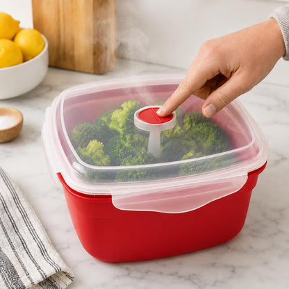Home Collection Microwave Vegetable Steamer Cooker Red