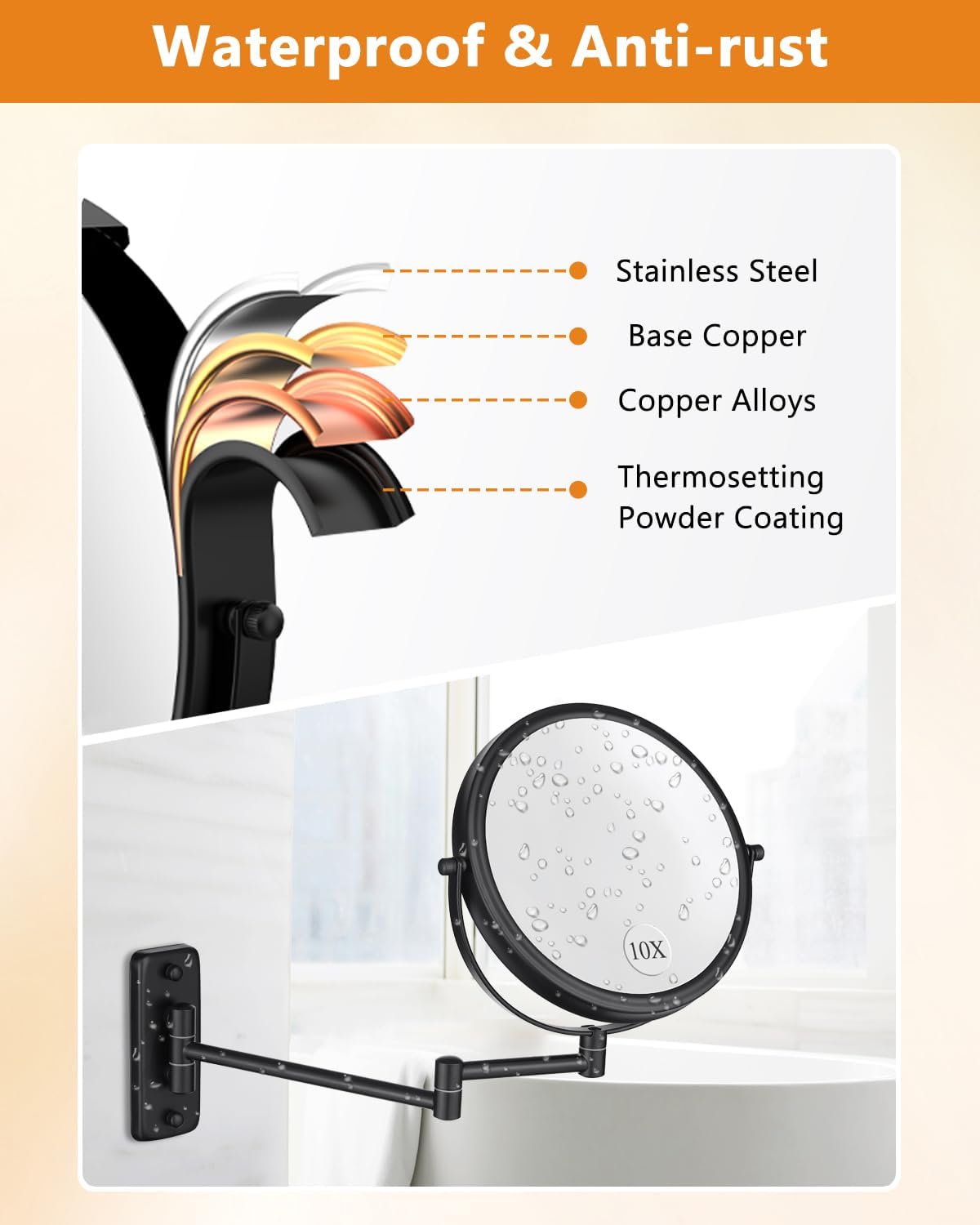 Home Collection Wall Mounted Makeup Mirror 8"