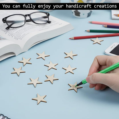 Home Collection 100Pcs Unfinished Wooden Stars for Crafts
