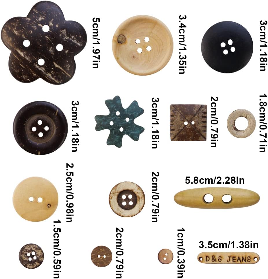 Home Collection 600-Piece Wooden Buttons for Crafts and Sewing