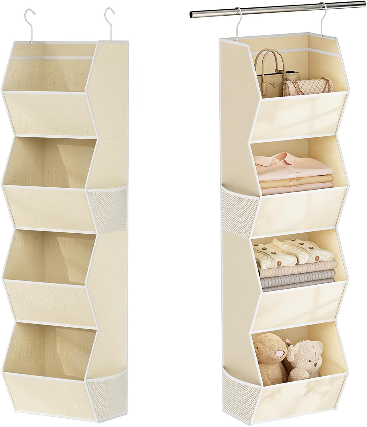Home Collection 4-Shelf Hanging Closet Organizer with Mesh Pocket