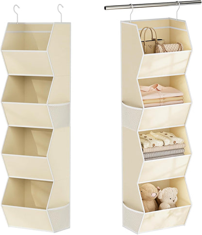 Home Collection 4-Shelf Hanging Closet Organizer with Mesh Pocket