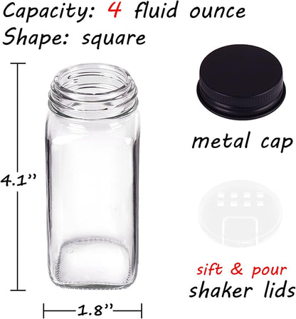 Home Collection 4oz Glass Spice Jars Set with 547 Labels