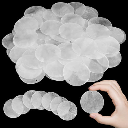 Home Collection 120 Pcs Round Capiz Seashells with 2 Holes