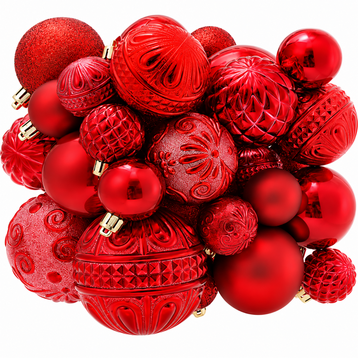 Home Collection Pack of 36 Shatterproof Christmas Ball Ornaments 6 Styles in 3 Sizes