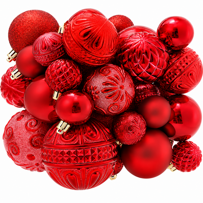 Home Collection Pack of 36 Shatterproof Christmas Ball Ornaments 6 Styles in 3 Sizes